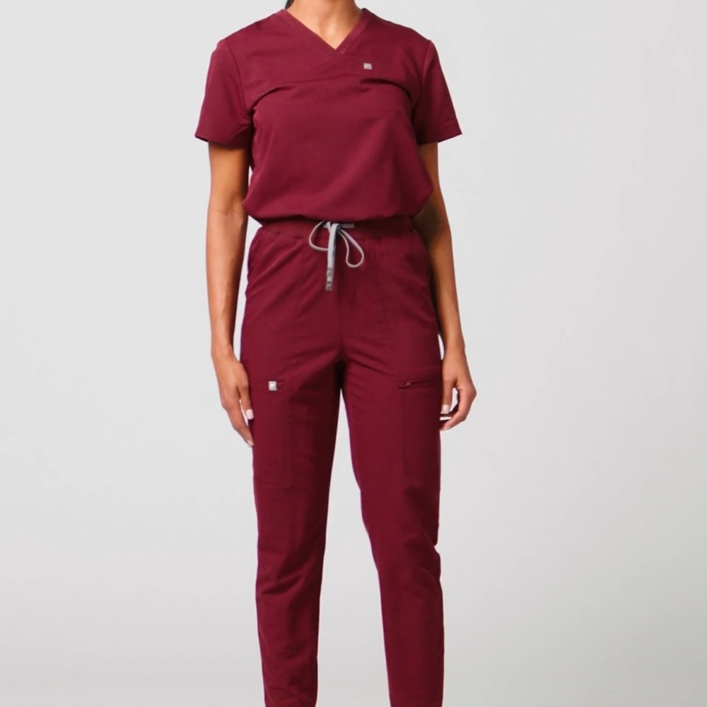 Women's Burgundy Scrub Set